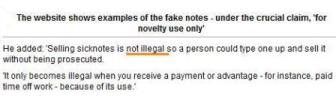 NHS- "'Selling sicknotes is not illegal so a person could type one up and sell it without being prosecuted."